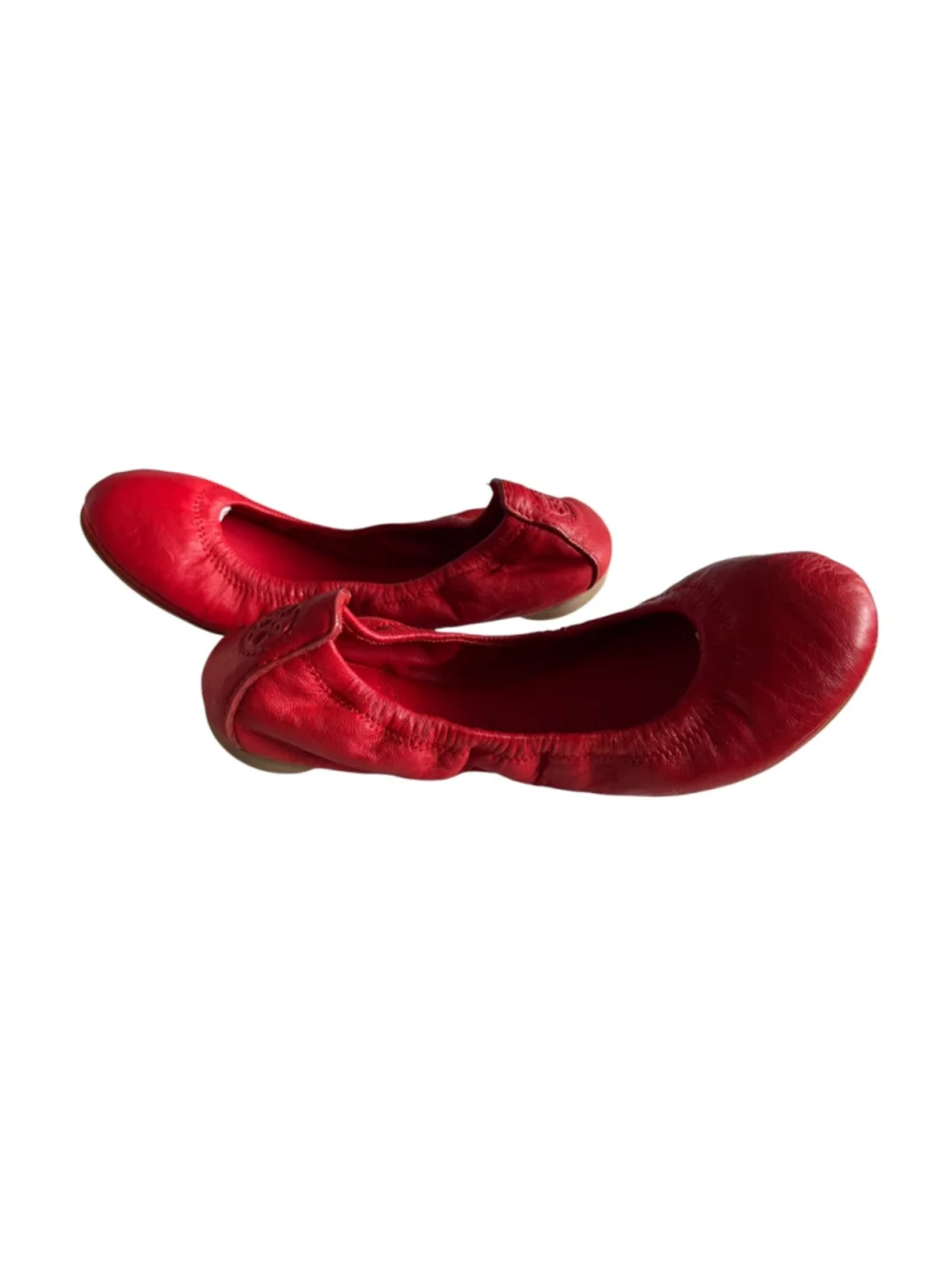 Tory Burch Cherry Red Leather Edie Mestico Ballet Flats Size 5